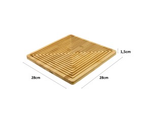 Descanso de panela retangular com detalhes e linhas em bambu ecológico - CX145 - CASITA