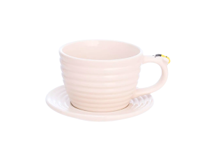 Jogo de 4 xíacaras em porcelana beges 230ml - linha bee - hauscraft